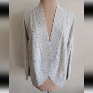 Like-New Lands' End M Cashmere Women's Gray Speckle Open Cardigan Sweater